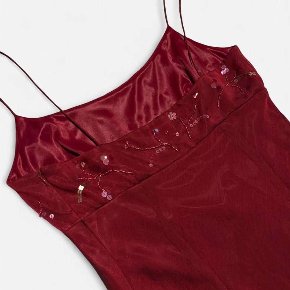 90s Red Beaded Midi Dress - Picture 4 of 8